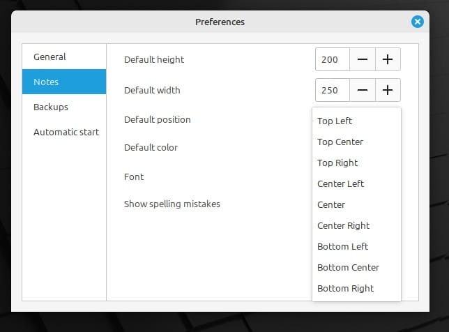note position preference linux mint 22