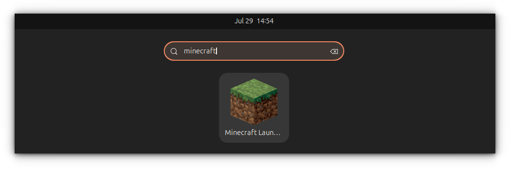 Open the Minecraft Launcher from Ubuntu Activities Overview