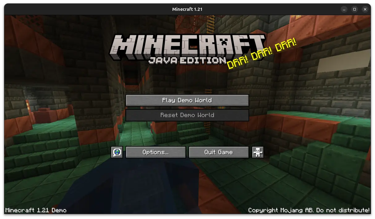 Click on the "Play Demo World" button for playing a demo Minecraft world.