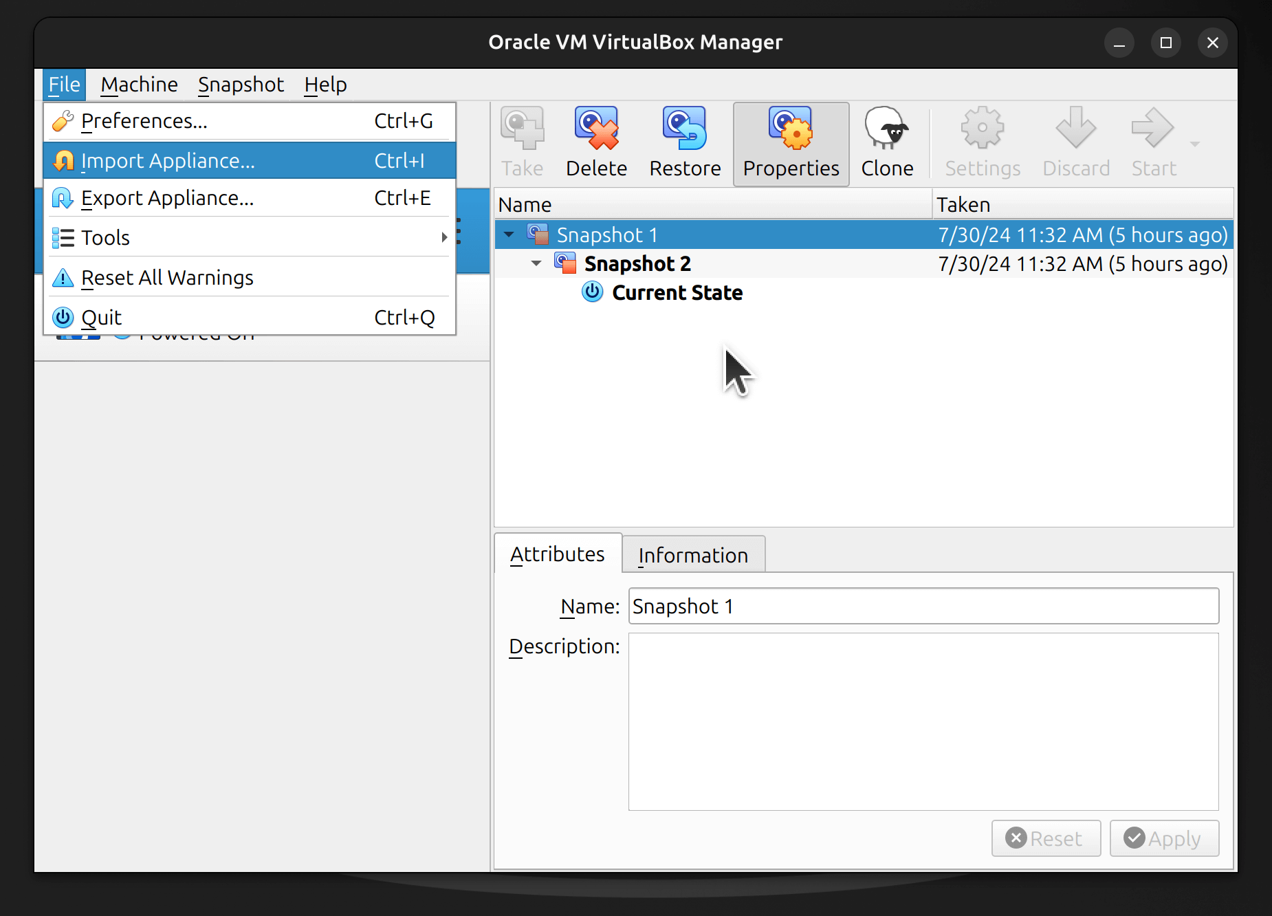 virtualbox import appliance option