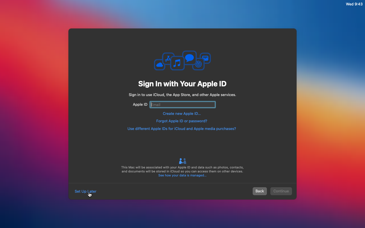 Setting up an Apple ID