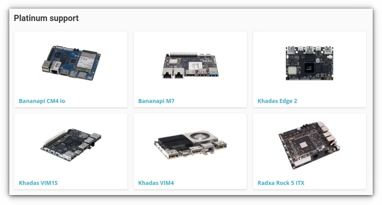 Armbian Platinum Supported Boards