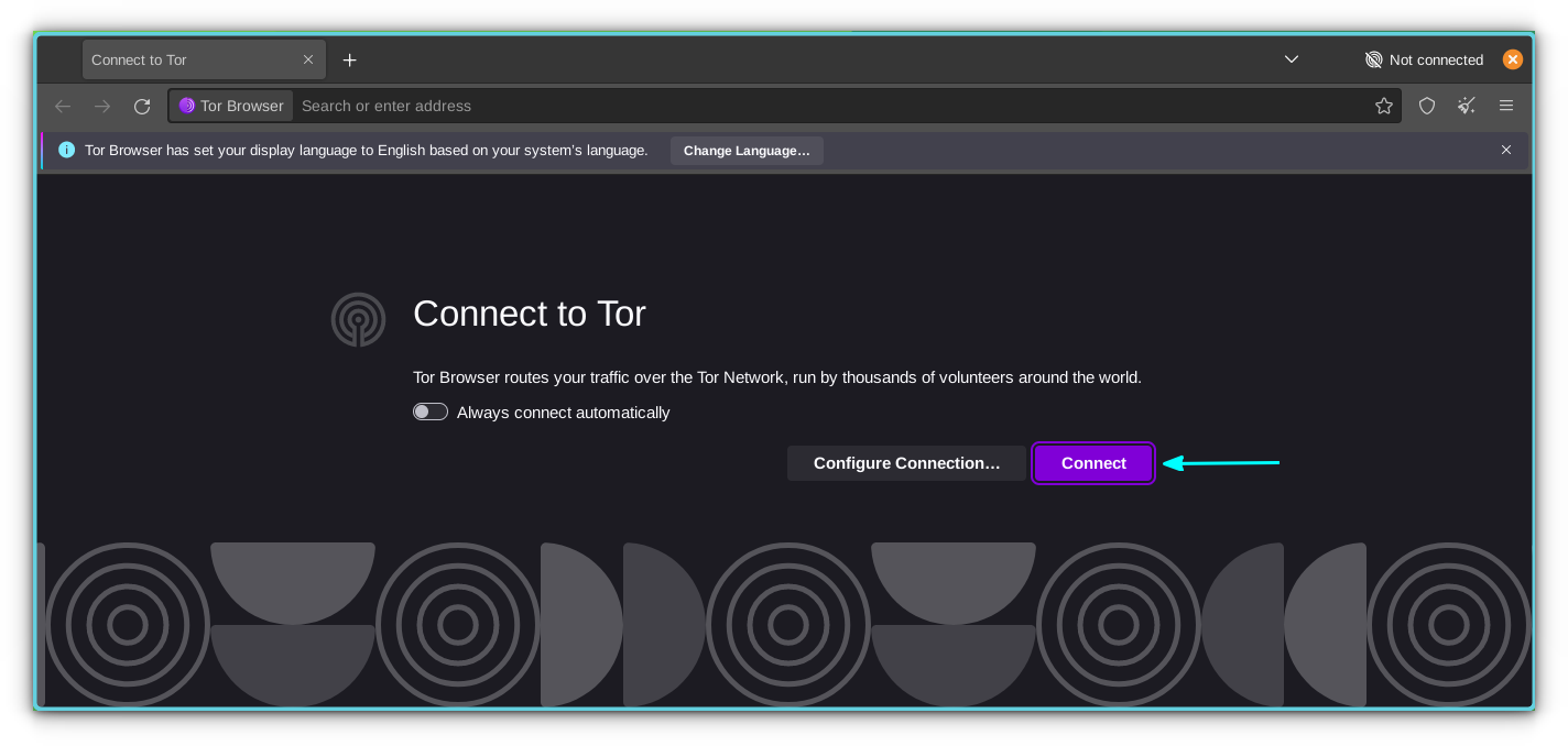 Click on connect to start connecting to the Tor Network