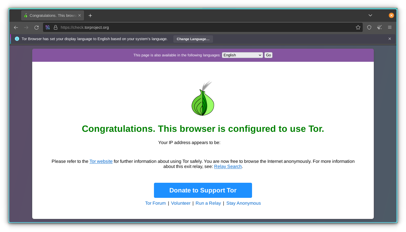 Tor Network connection is success.