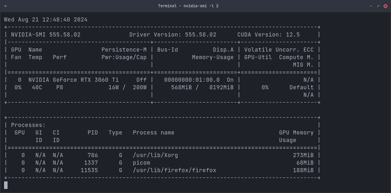 nvidia-smi screenshot