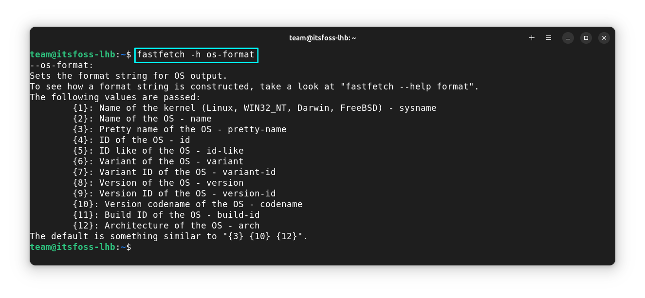 Output format of a module in Fastfetch