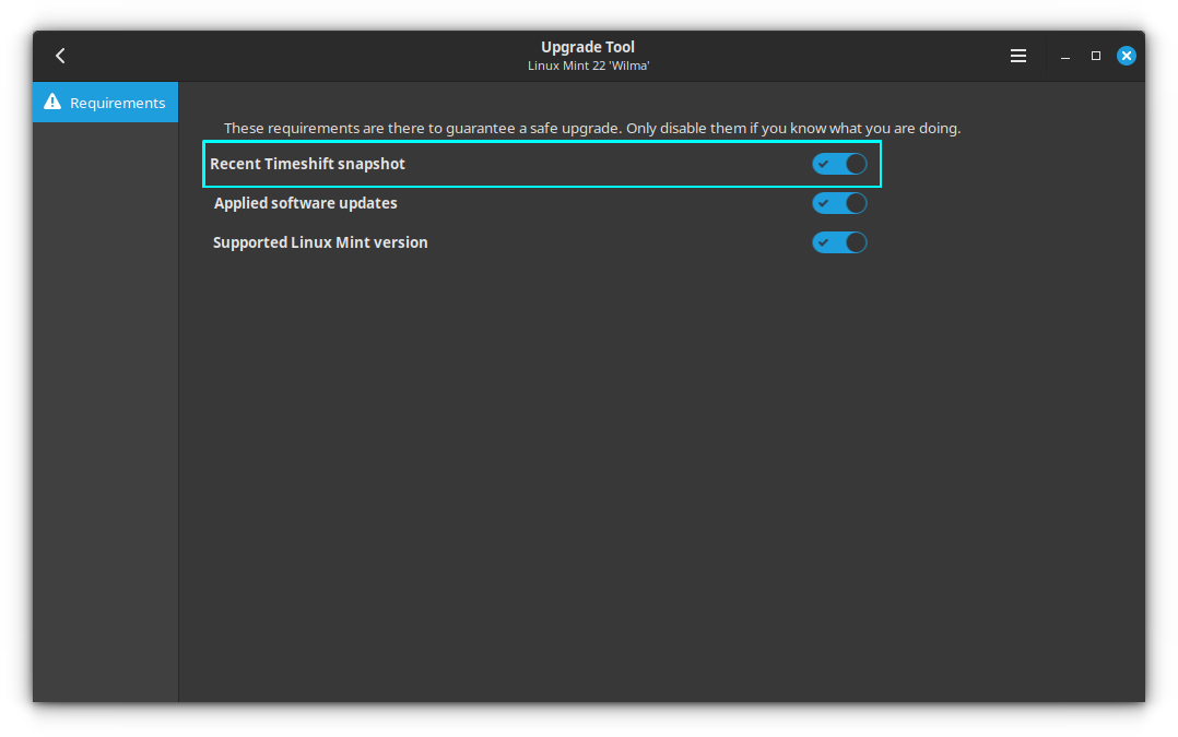 Remove the Timeshift backup requirement