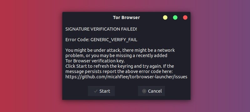 Tor Browser Signature verification error.