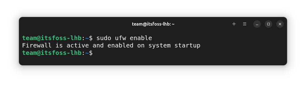 UFW Firewall is enabled in Ubuntu by running the enable command.