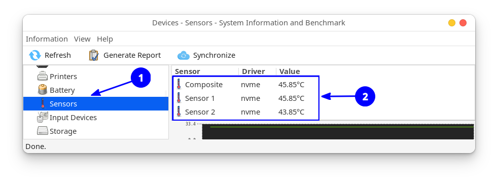 Get NVMe temperature using Hardinfo2 system information and benchmark tool.