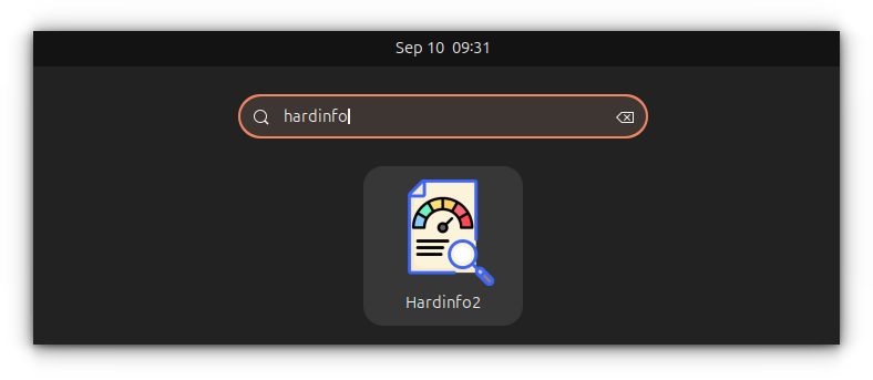 Open Hardinfo2 from Ubuntu Activities Overview.