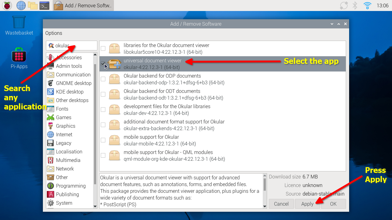 Install software using the GUI on Raspberry Pi