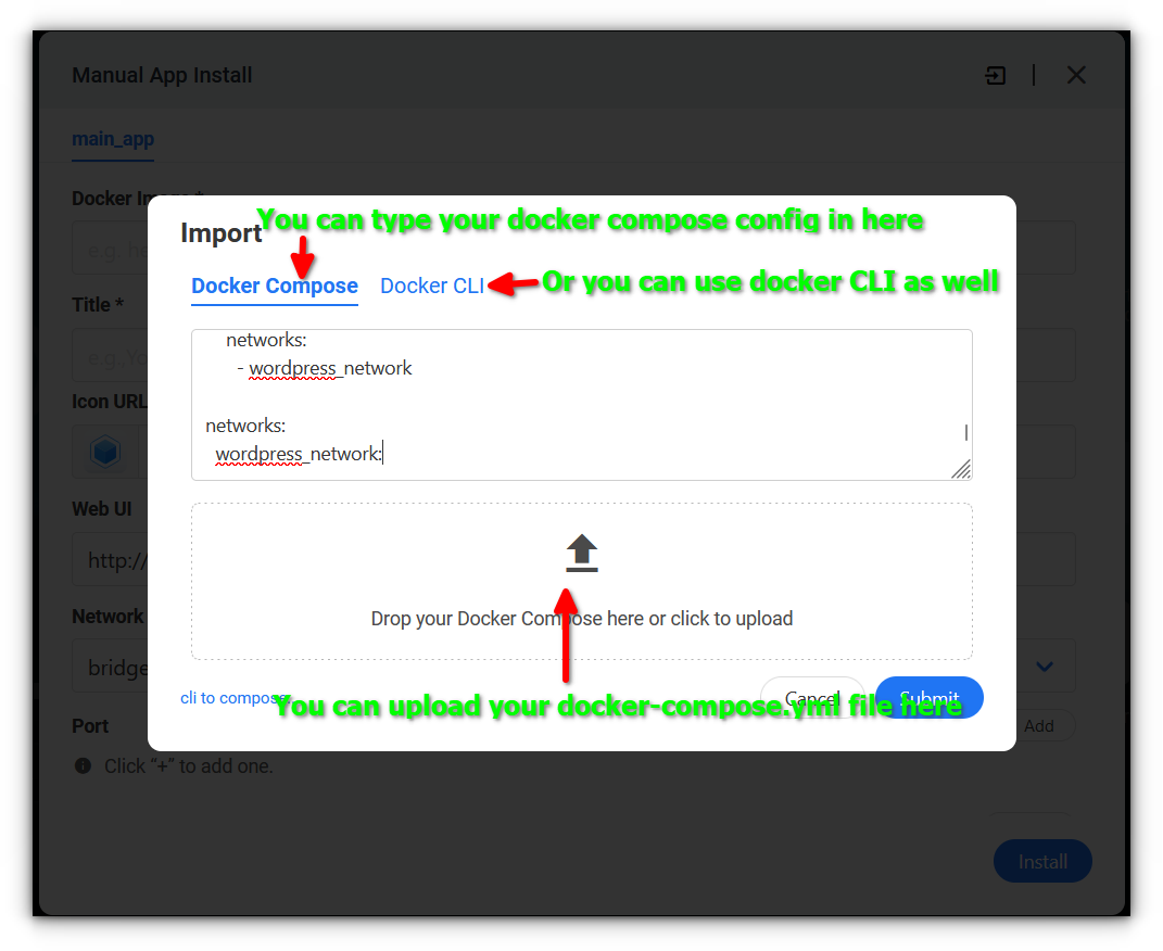 a screenshot of docker compose configuration for wordpress stack