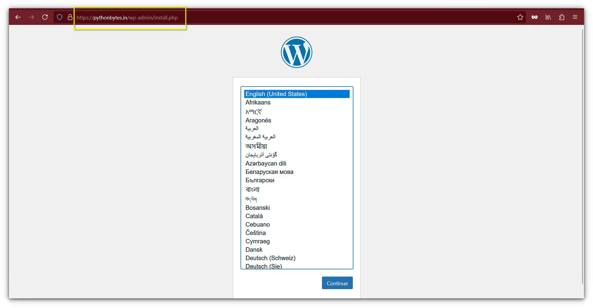 Initial Setup process of WordPress