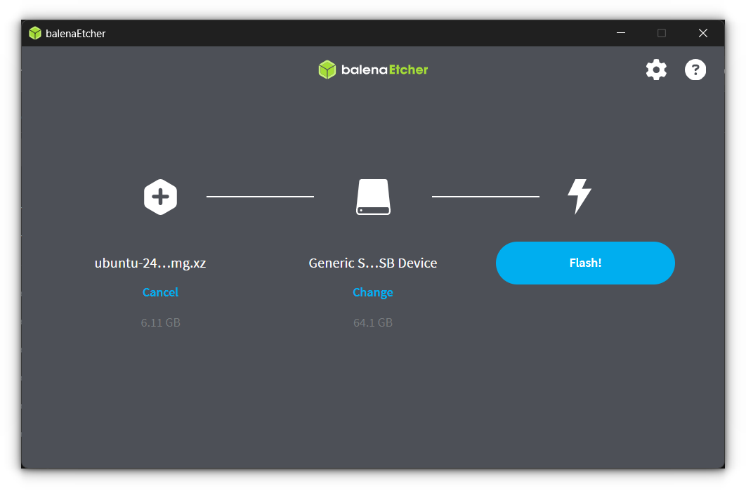 Balena Etcher interface