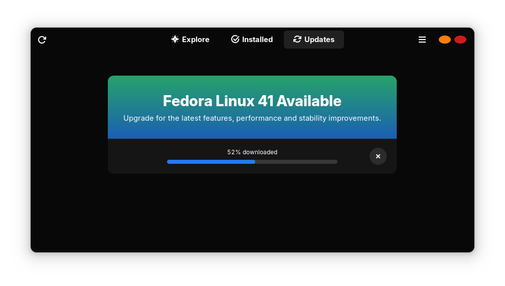 A newer version of Fedora is available through Software Center