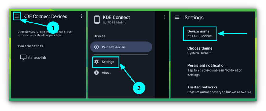 Get the name of Mobile Device in KDE Connect mobile application.