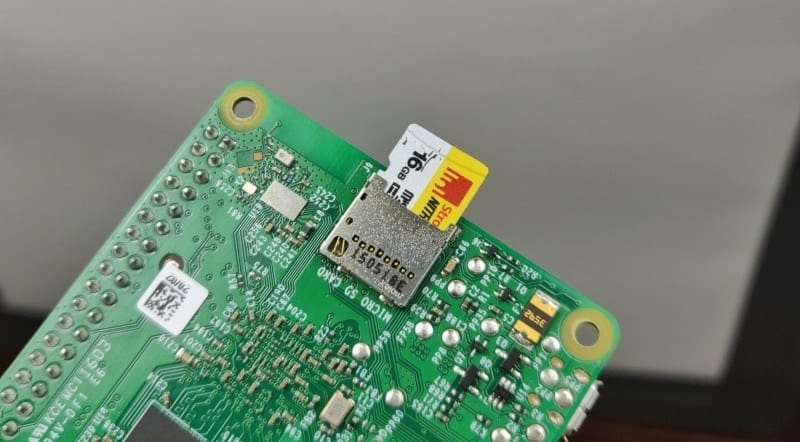 Insert MicroSD card in Raspberry Pi