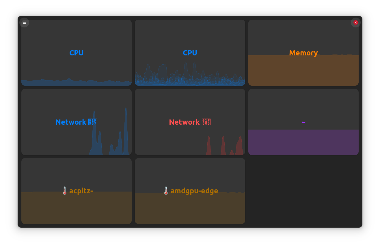 screenshot of monitorets app on ubuntu