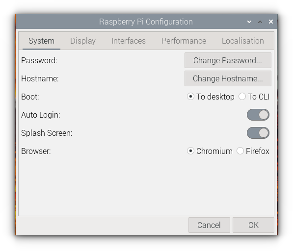 Here you can edit the essential settings of the OS