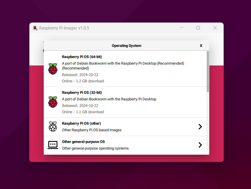 rpi-imager choose os