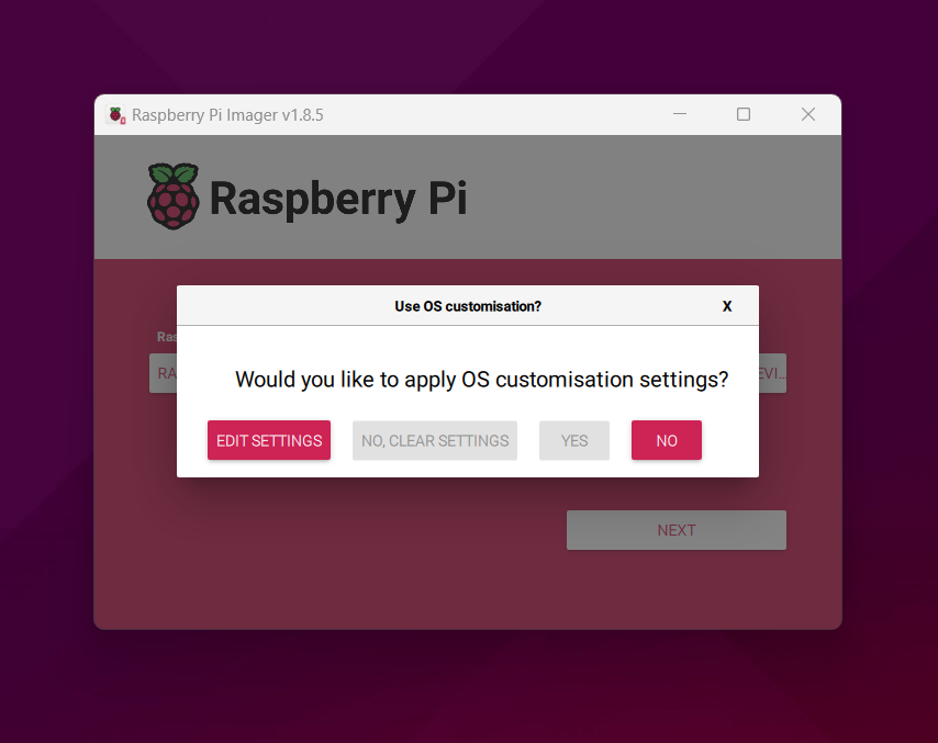 os customization setting in rpi-imager