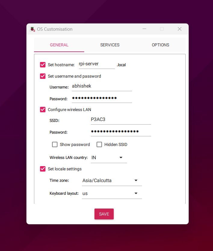 Configuriong the Ubuntu server before burning the ISO on the SD card