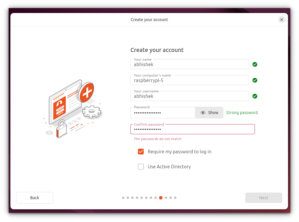 Create user account while installing Ubuntu on Raspberry Pi