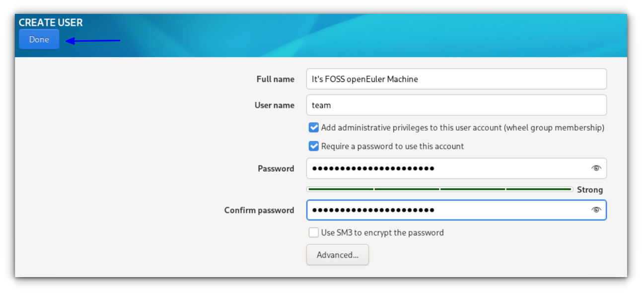 Enter all the user credentials like username, full name, password, etc.