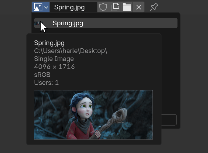 a screenshot of blender 4.3 improved hover tooltips for data-block id selector lists