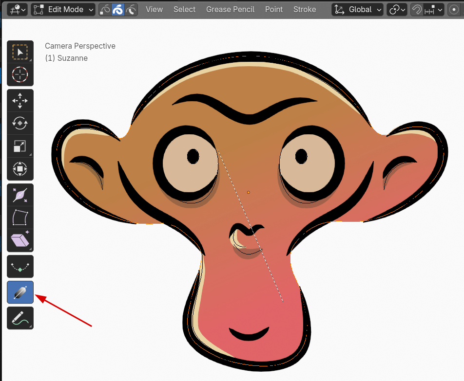 a screenshot of blender 4.3 new fill gradient tool for grease pencil