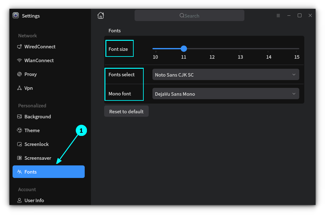 Set fonts in UKUI system settings