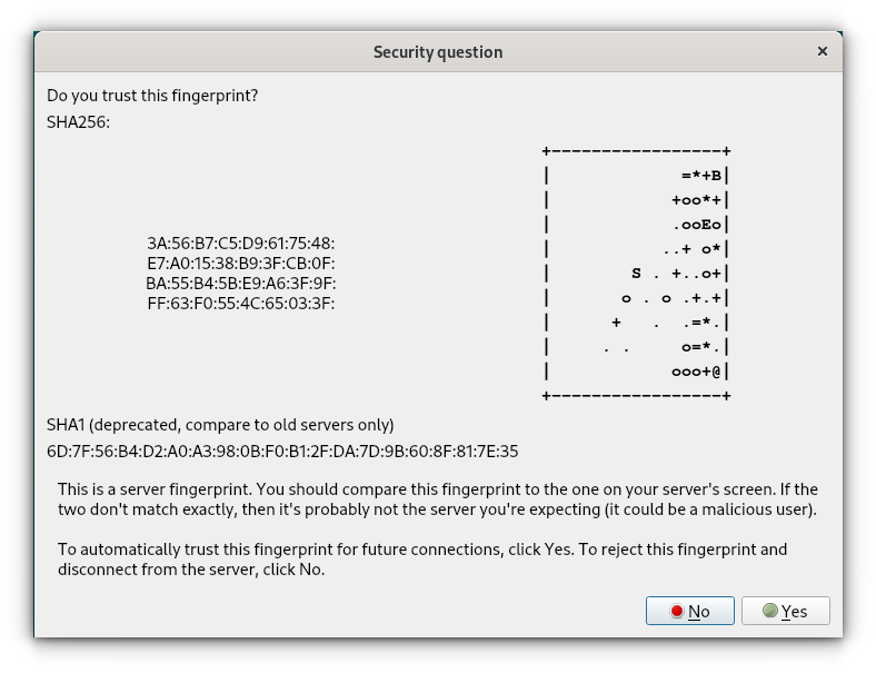 accepting ssl prompt to connect the client to the server