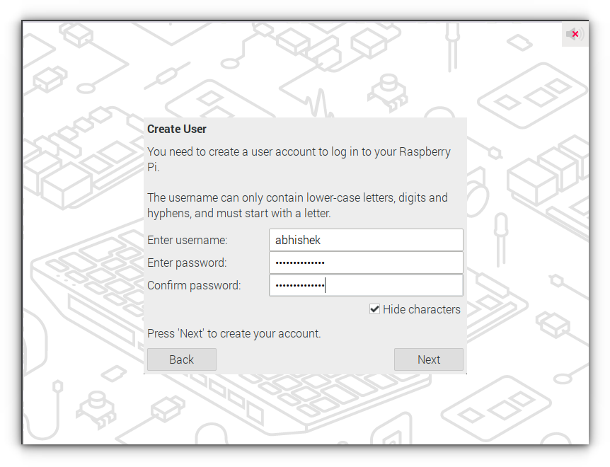 setup user account and password