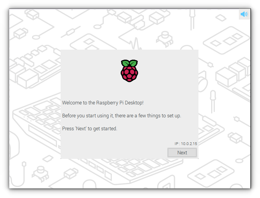 raspberry pi os welcome screen