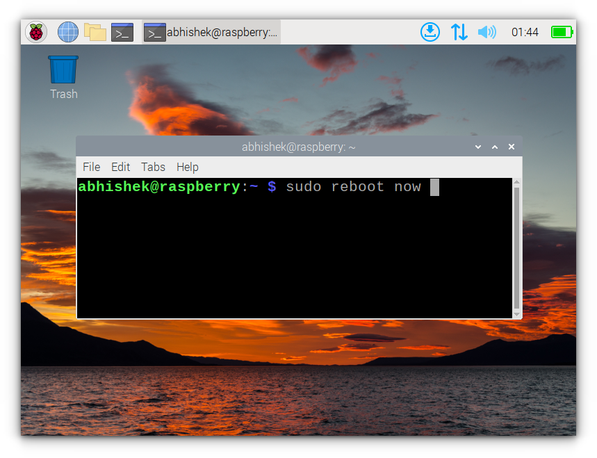 Raspberry Pi terminal reboot