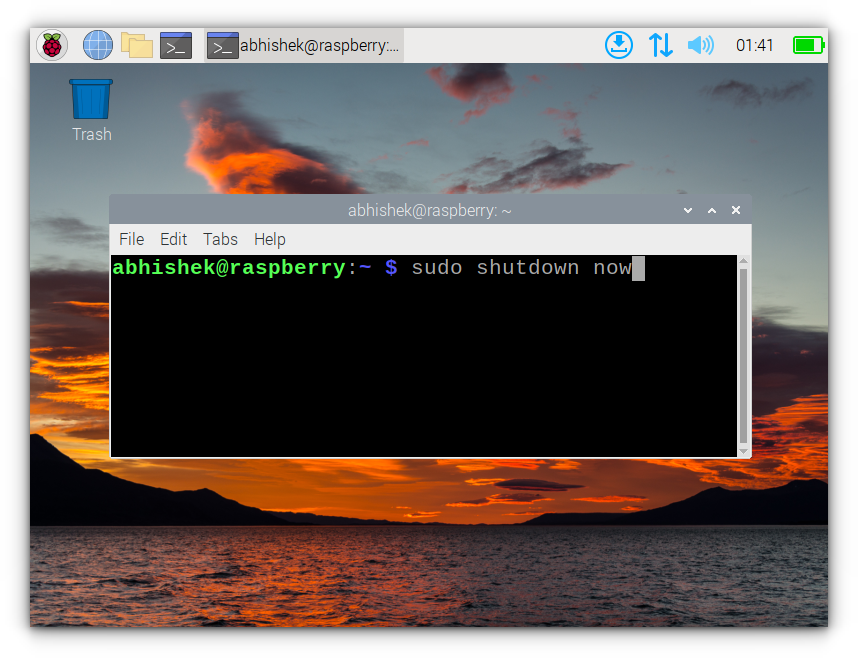Raspberry Pi terminal shutdown