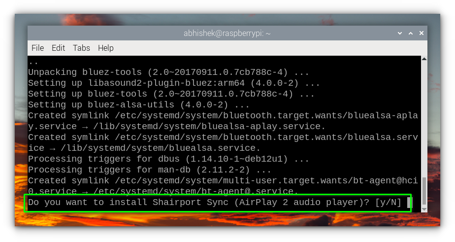 Prompt to install Shairport Sync for AirPlay