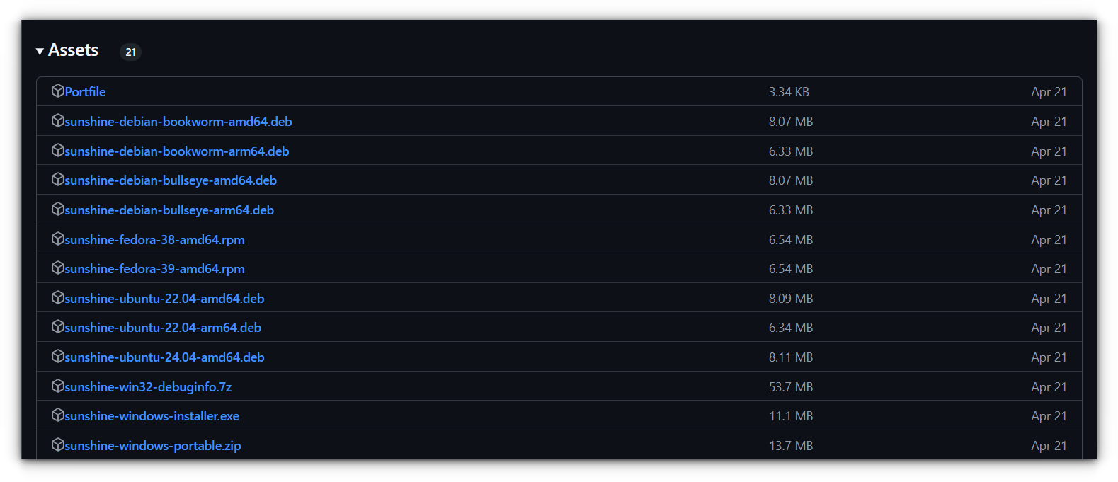 github release page to download the sunshine exe