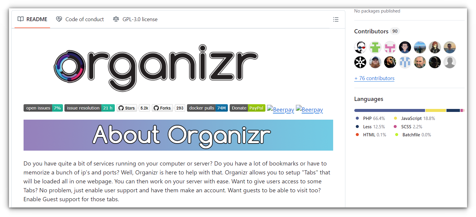 organizr github homepage