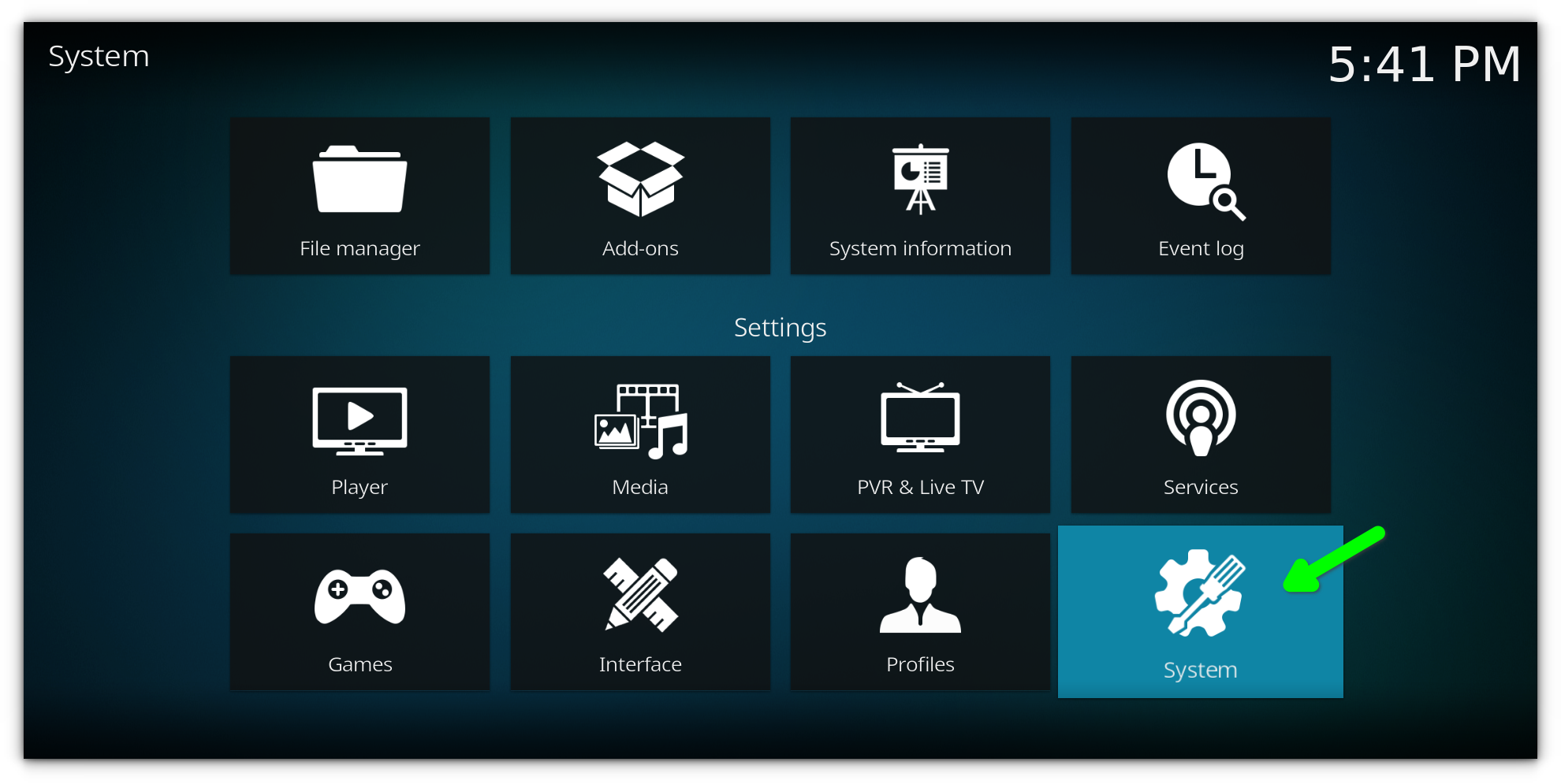 selecting system settings