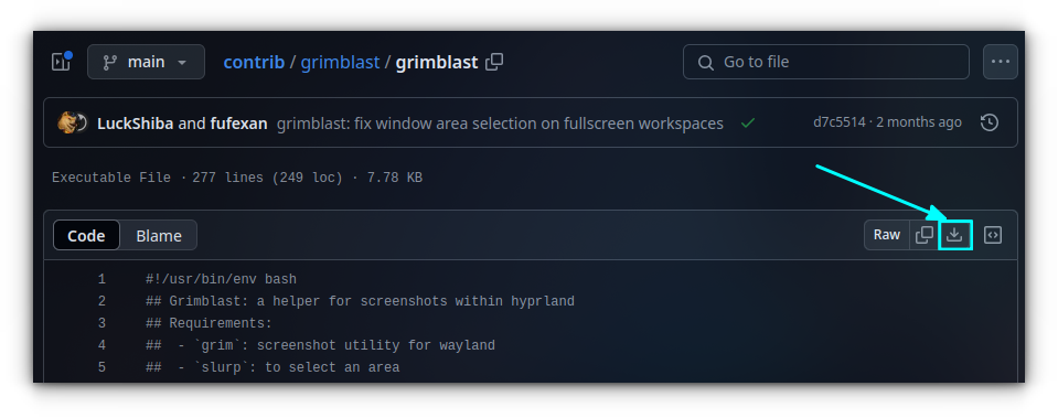 Download the Grimblast script file using the download button.