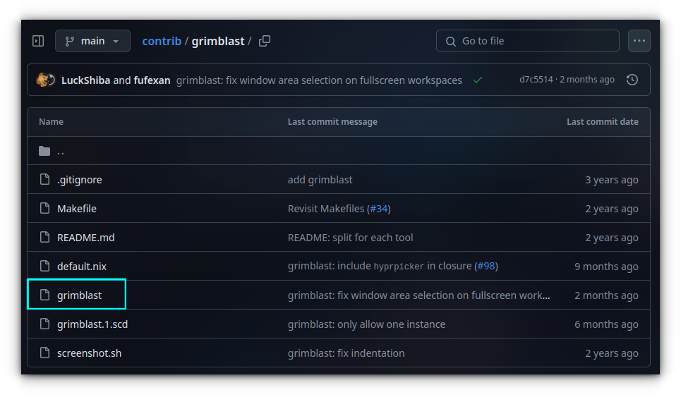 Go to Grimblast script file.