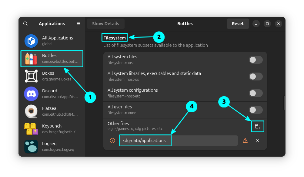 Give Bottles application the right to create desktop files