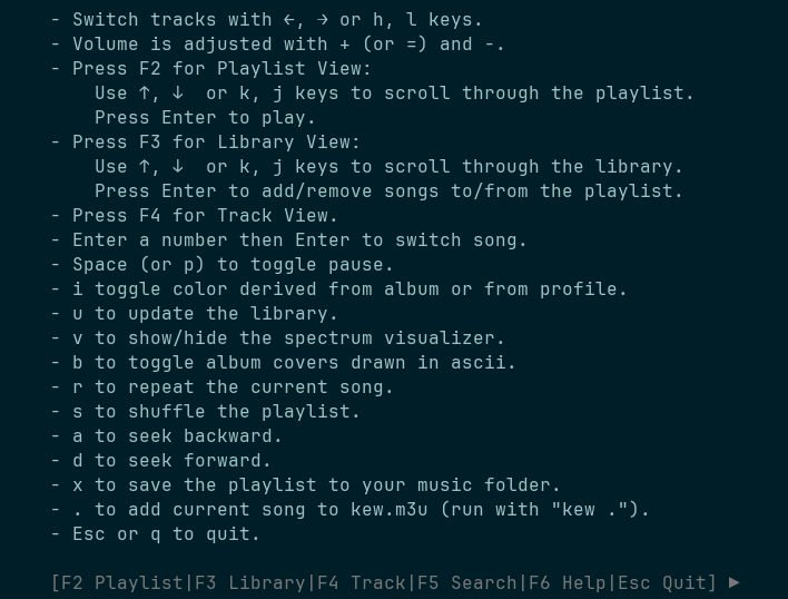 Kew default keyboard shortcuts