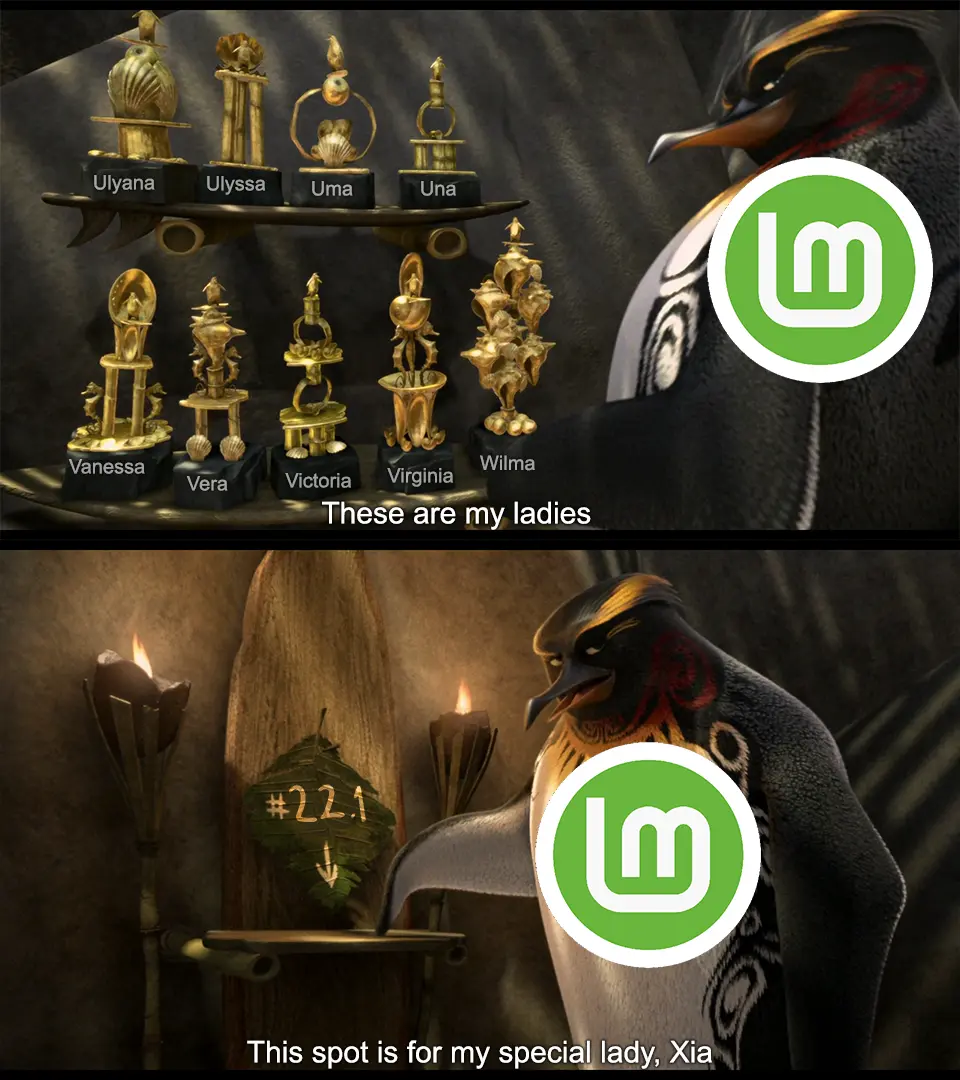 A meme on Linux mint version codenames