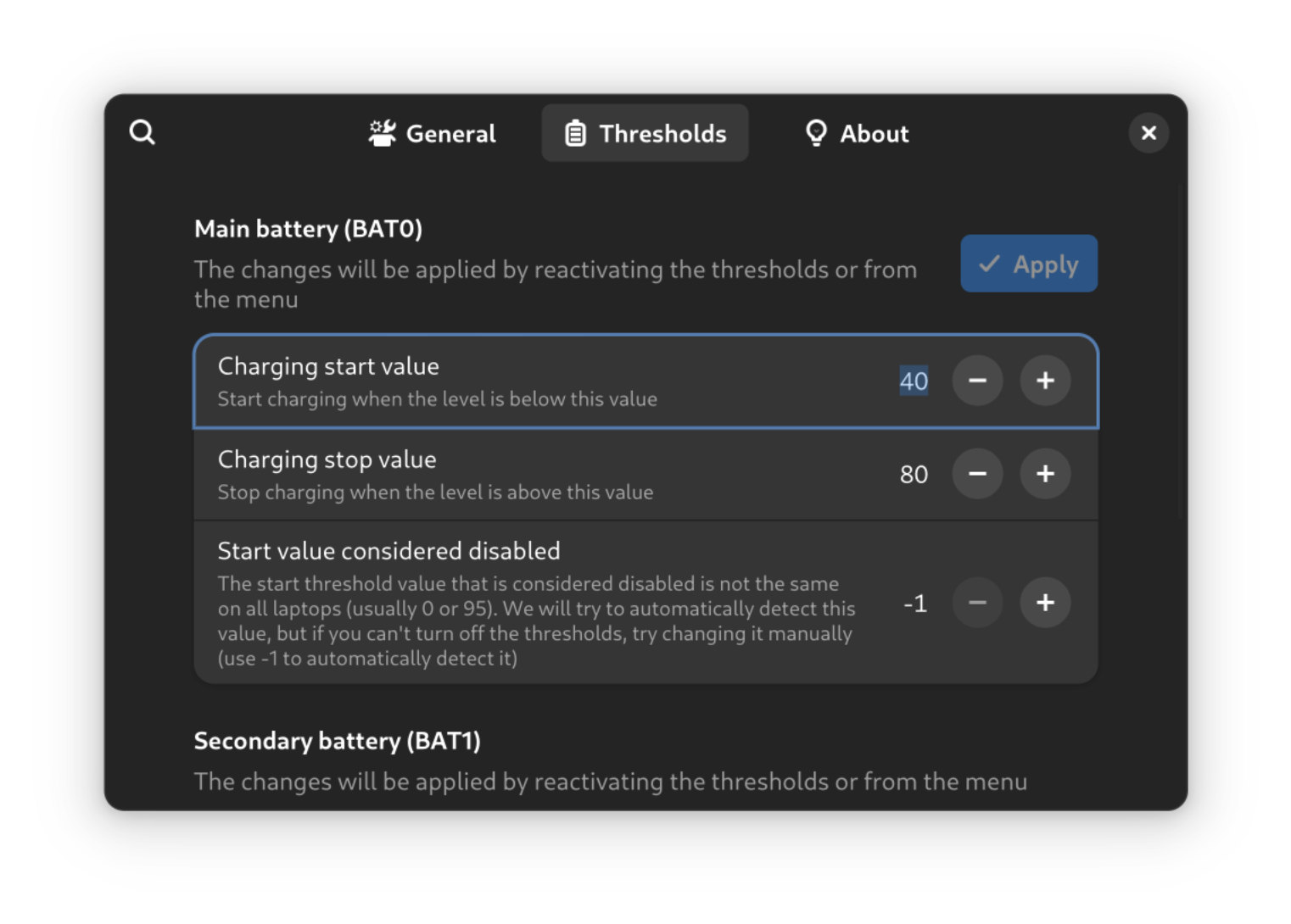 Prolong Laptop Battery Life in Linux by Limiting Charging Levels