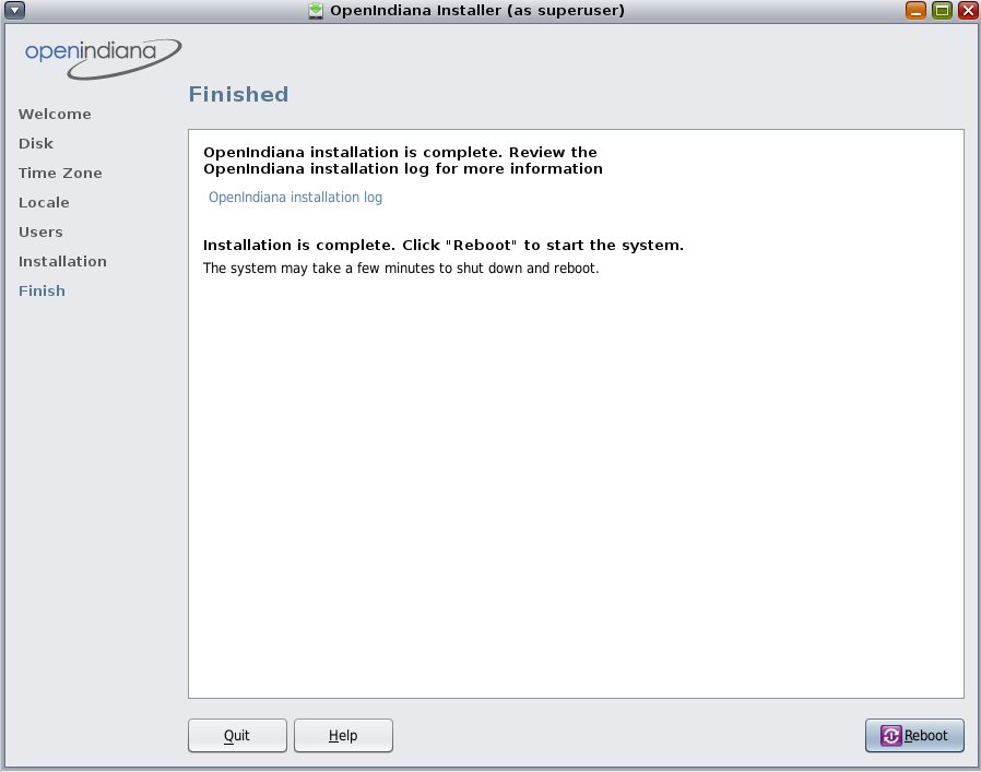 openindiana installation screenshot