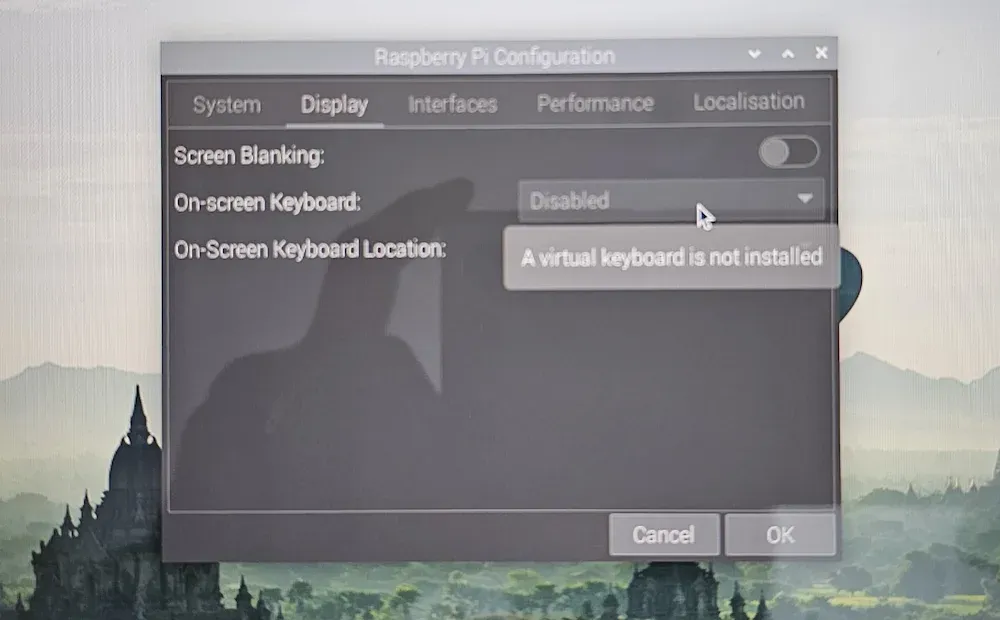 On-screen keyboard support not installed on Raspberry Pi