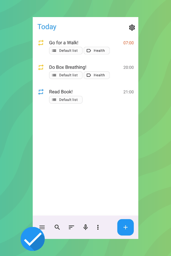 screenshot of tasks.org in the middle, with its logo towards the bottom-left against a wavy green background